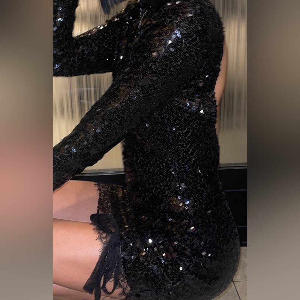 FASHION NOVA BLACK MINI GLITTER DRESS